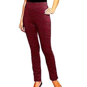 LOGO by Lori Goldstein Regular Animal Print Scuba Knit Pants red